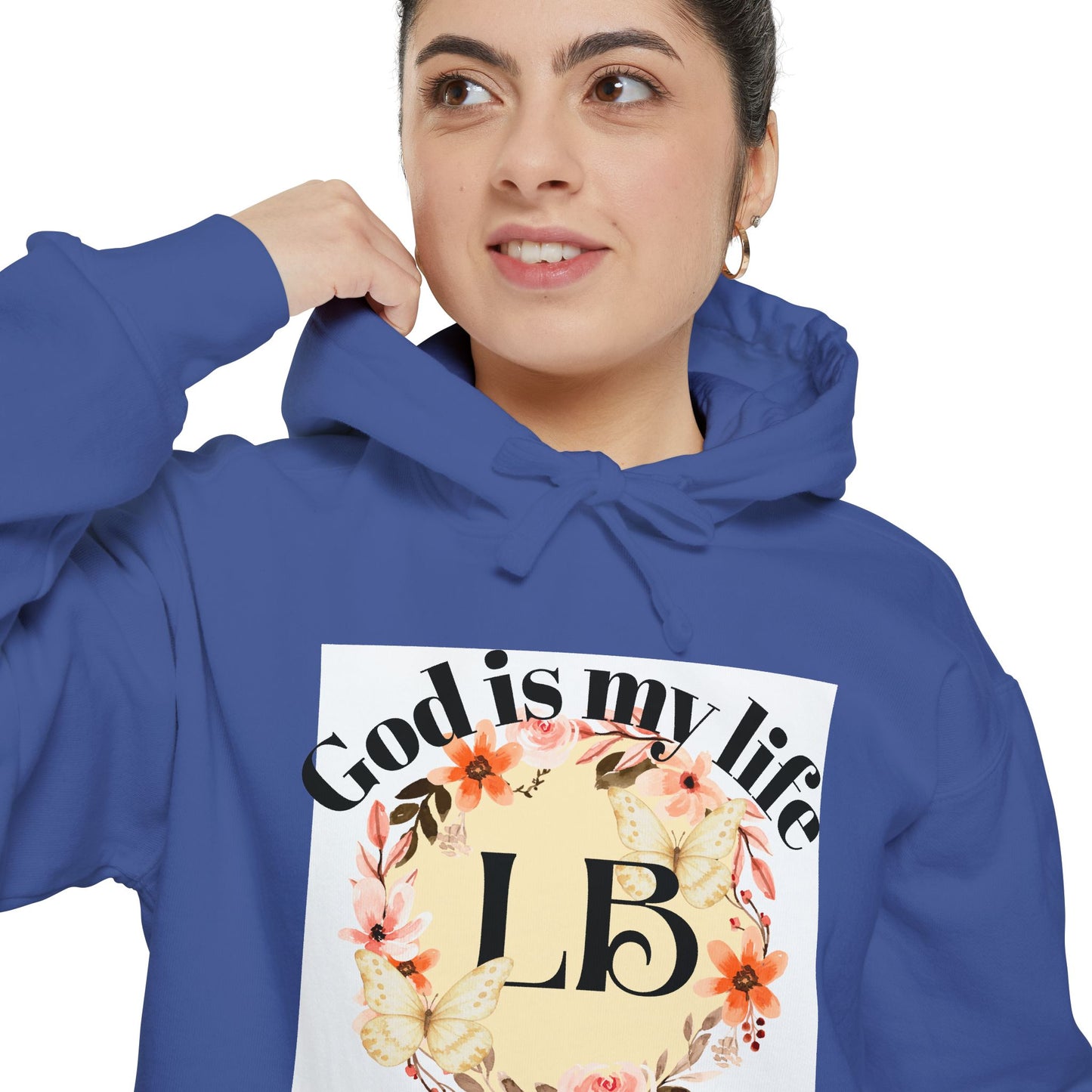 Christian Floral Hoodie — "God is my life" Monogram Sweatshirt