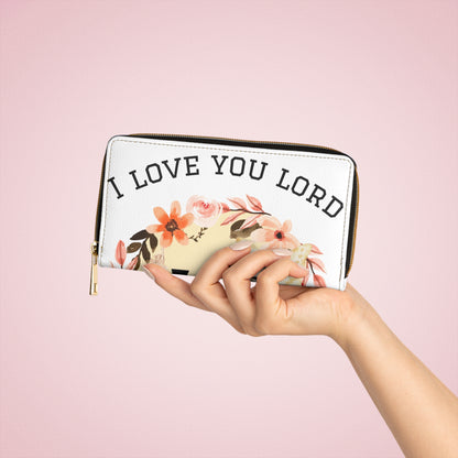 Floral "I Love You Lord" Zipper Wallet