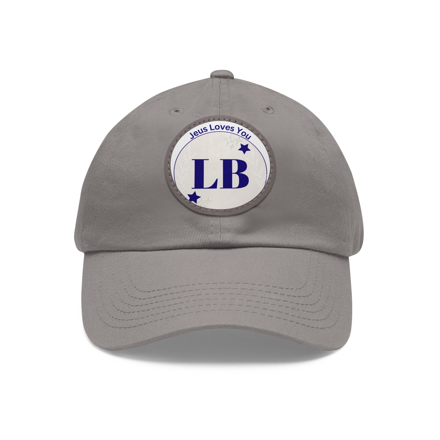 Round Leather Patch Dad Hat — "LB" Logo with "Jesus Loves You" Accent