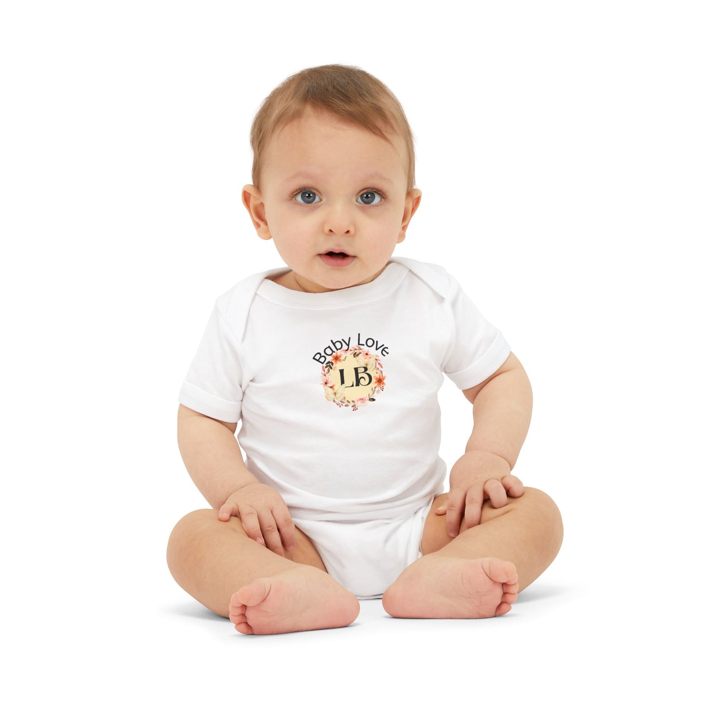 Baby Love Floral Monogram Infant Onesie
