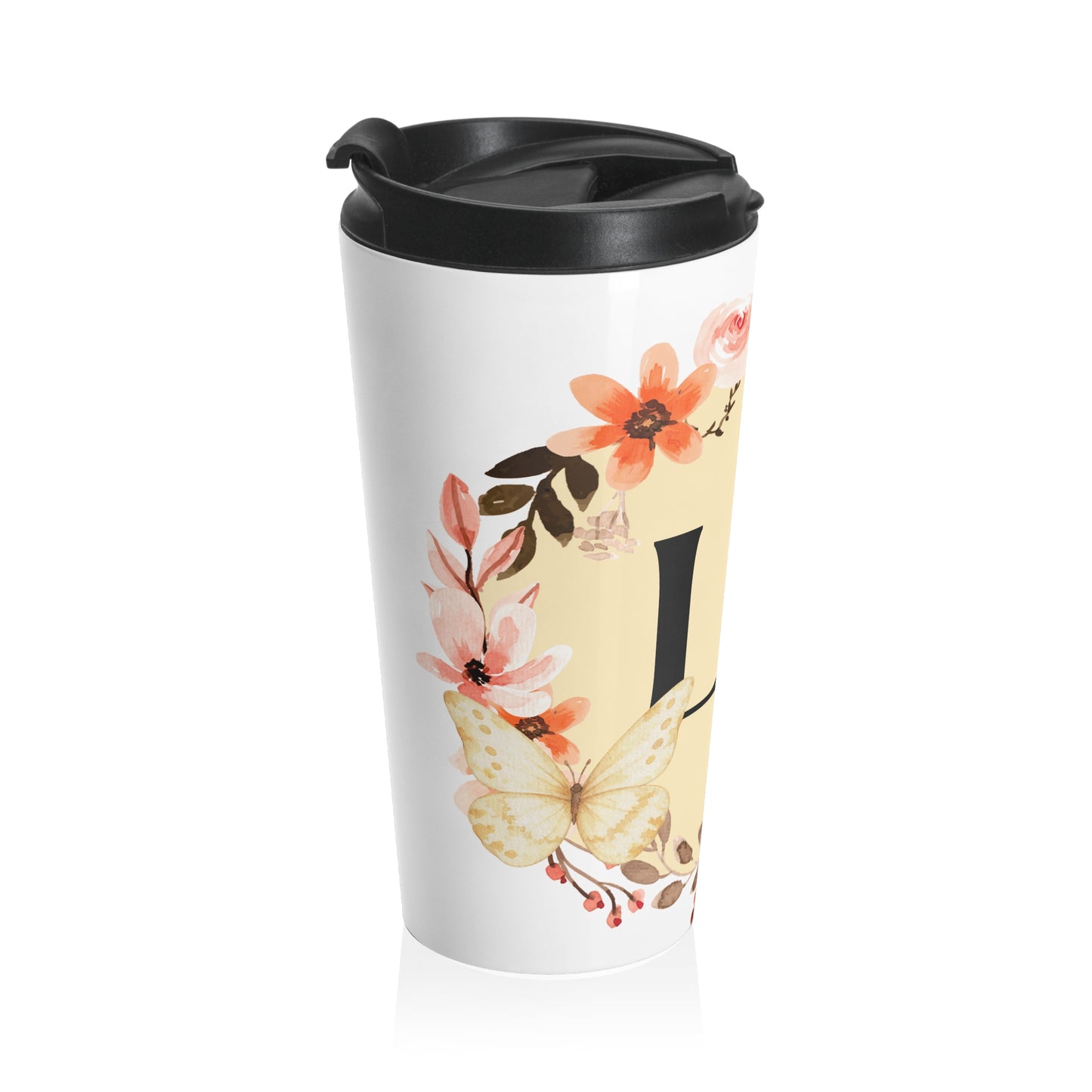 Personalized Floral Travel Mug, Stainless Steel Tumbler