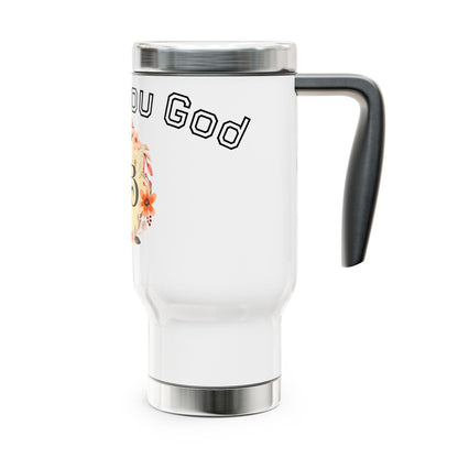 Personalized Floral Monogram Travel Mug – 'Thank You' 14oz Stainless Steel with Handle