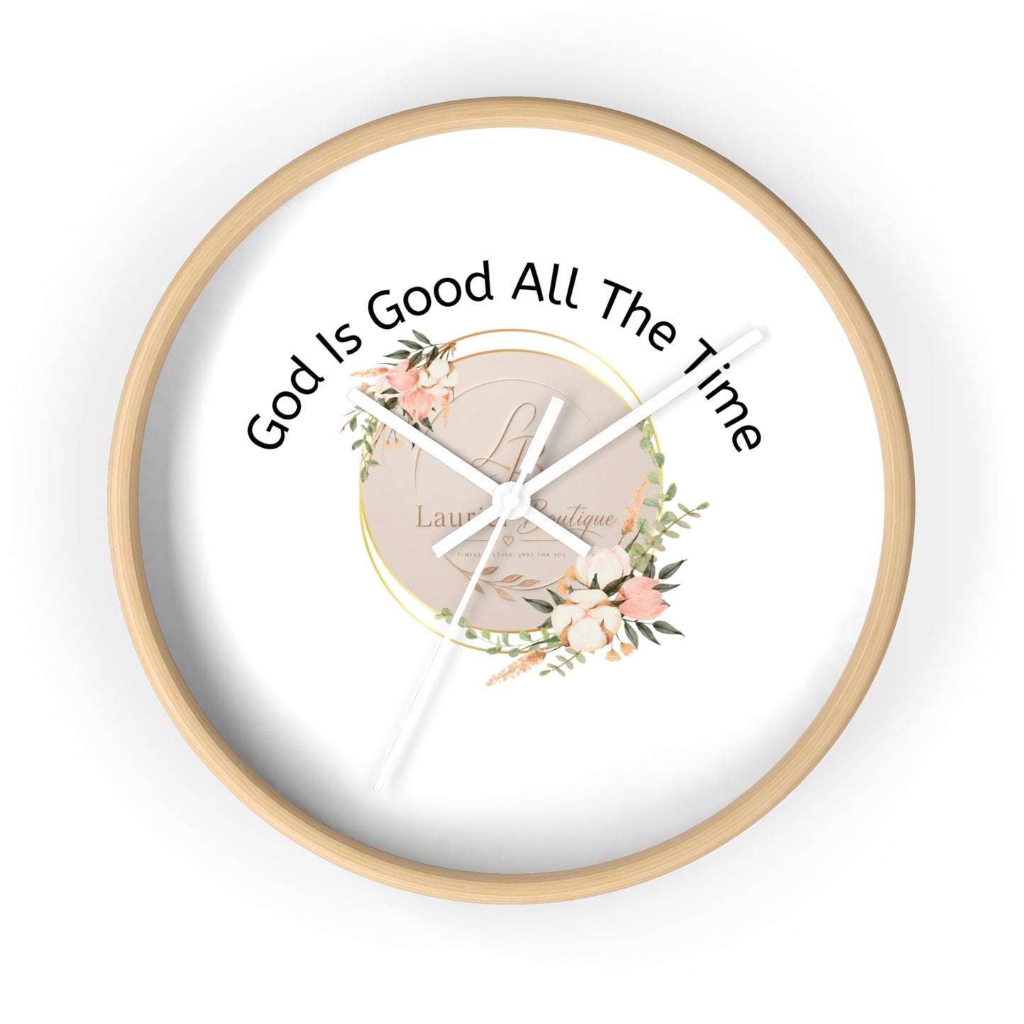Wall Clock — "God Is Good All The Time" Floral Christian Wall Clock