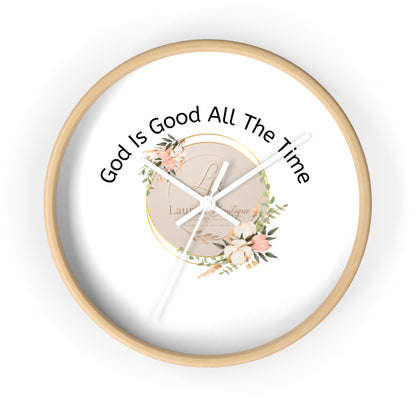 Wall Clock — "God Is Good All The Time" Floral Christian Wall Clock