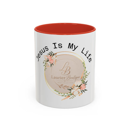 Jesus Is My Life Floral Accent Coffee Mug