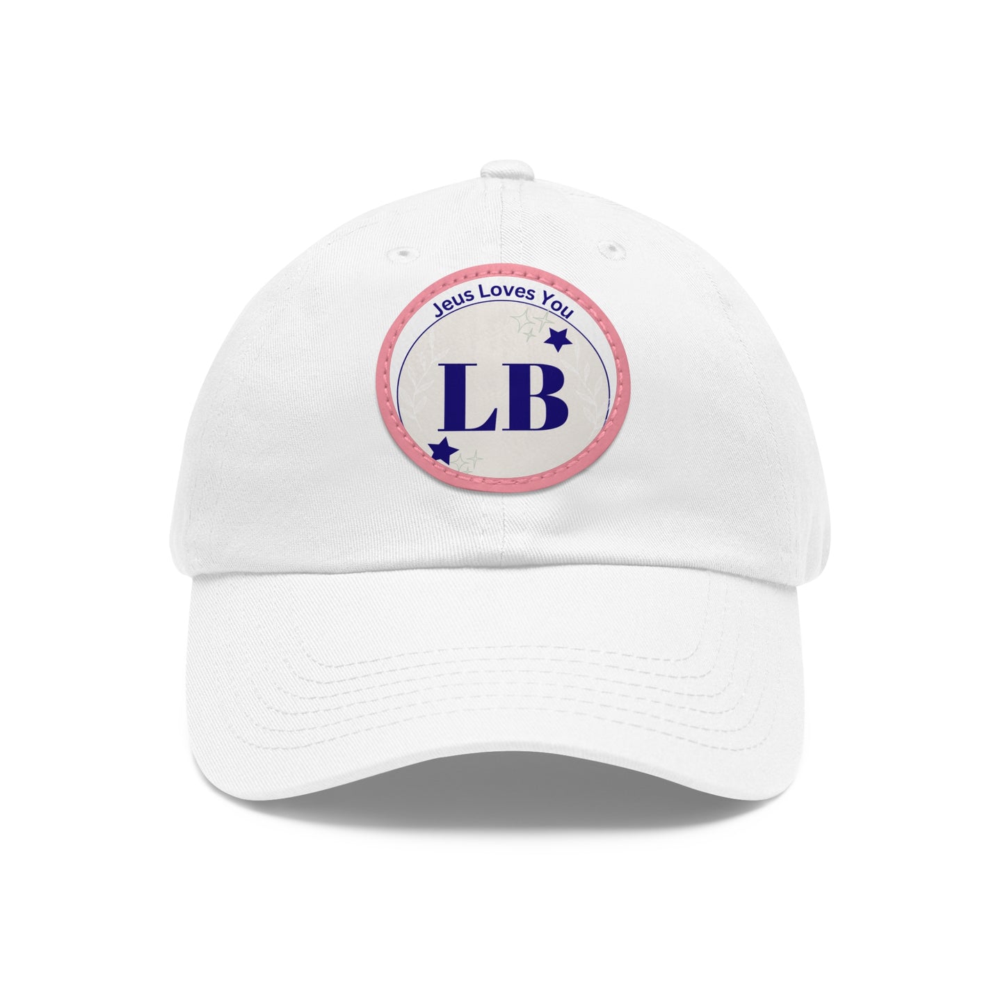 Round Leather Patch Dad Hat — "LB" Logo with "Jesus Loves You" Accent