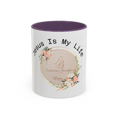 Jesus Is My Life Floral Accent Coffee Mug