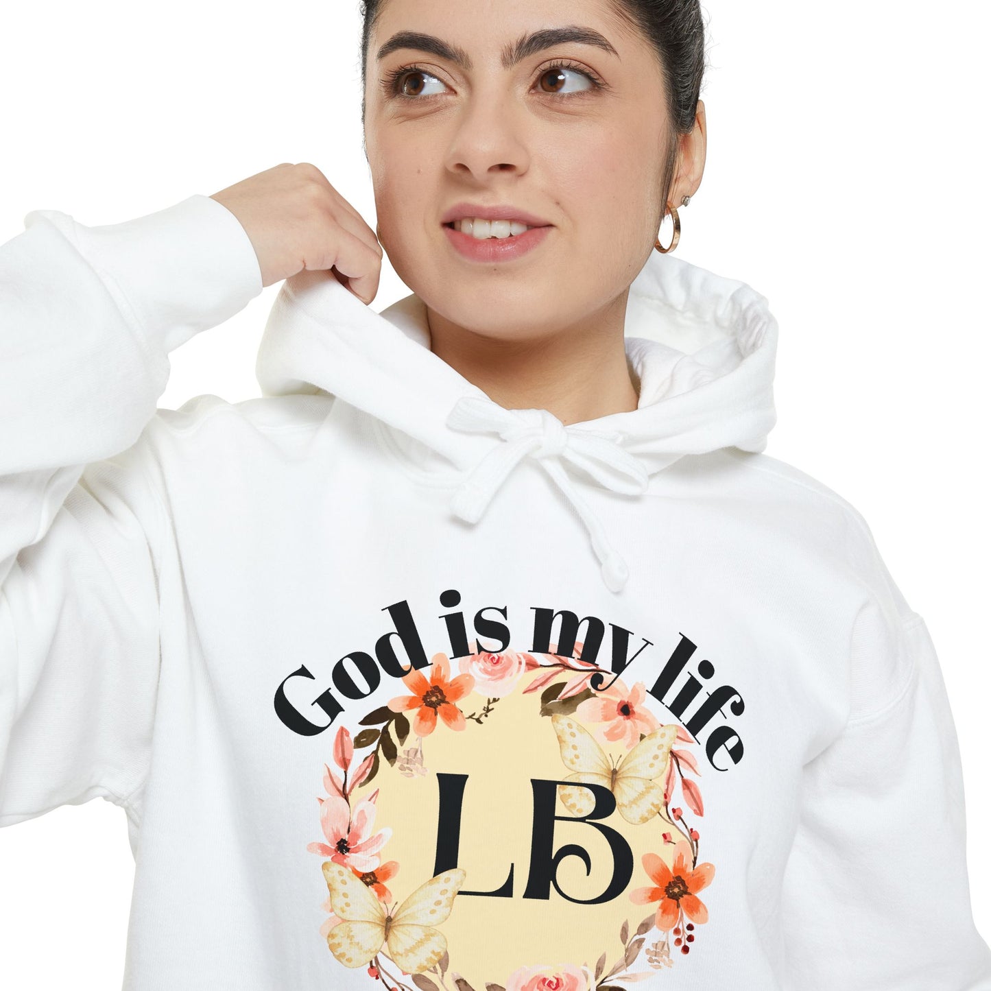 Christian Floral Hoodie — "God is my life" Monogram Sweatshirt