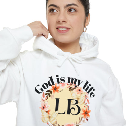 Christian Floral Hoodie — "God is my life" Monogram Sweatshirt