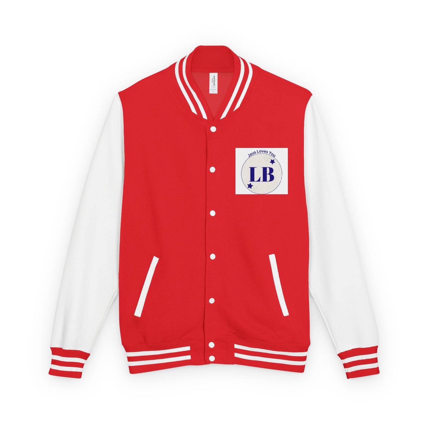 Varsity Letterman Jacket — LB Crest Red & White