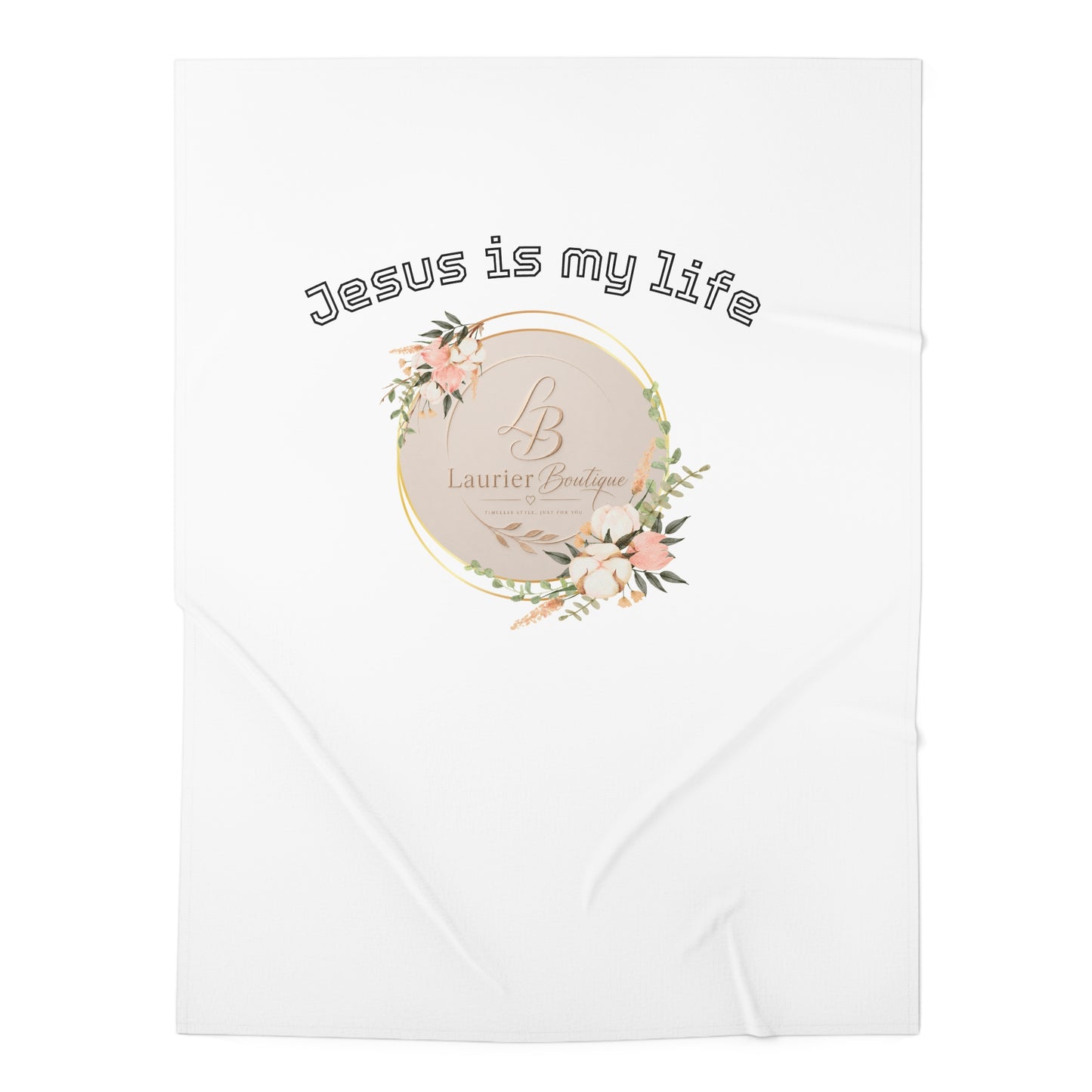 Swaddle Blanket — "Jesus Is My Life" Floral Christian Baby Wrap