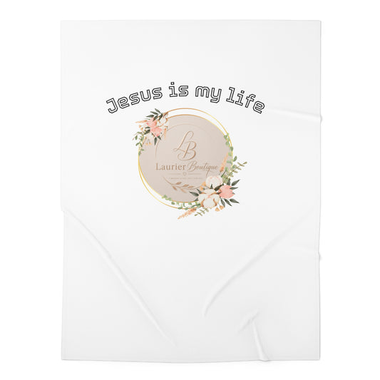 Swaddle Blanket — "Jesus Is My Life" Floral Christian Baby Wrap