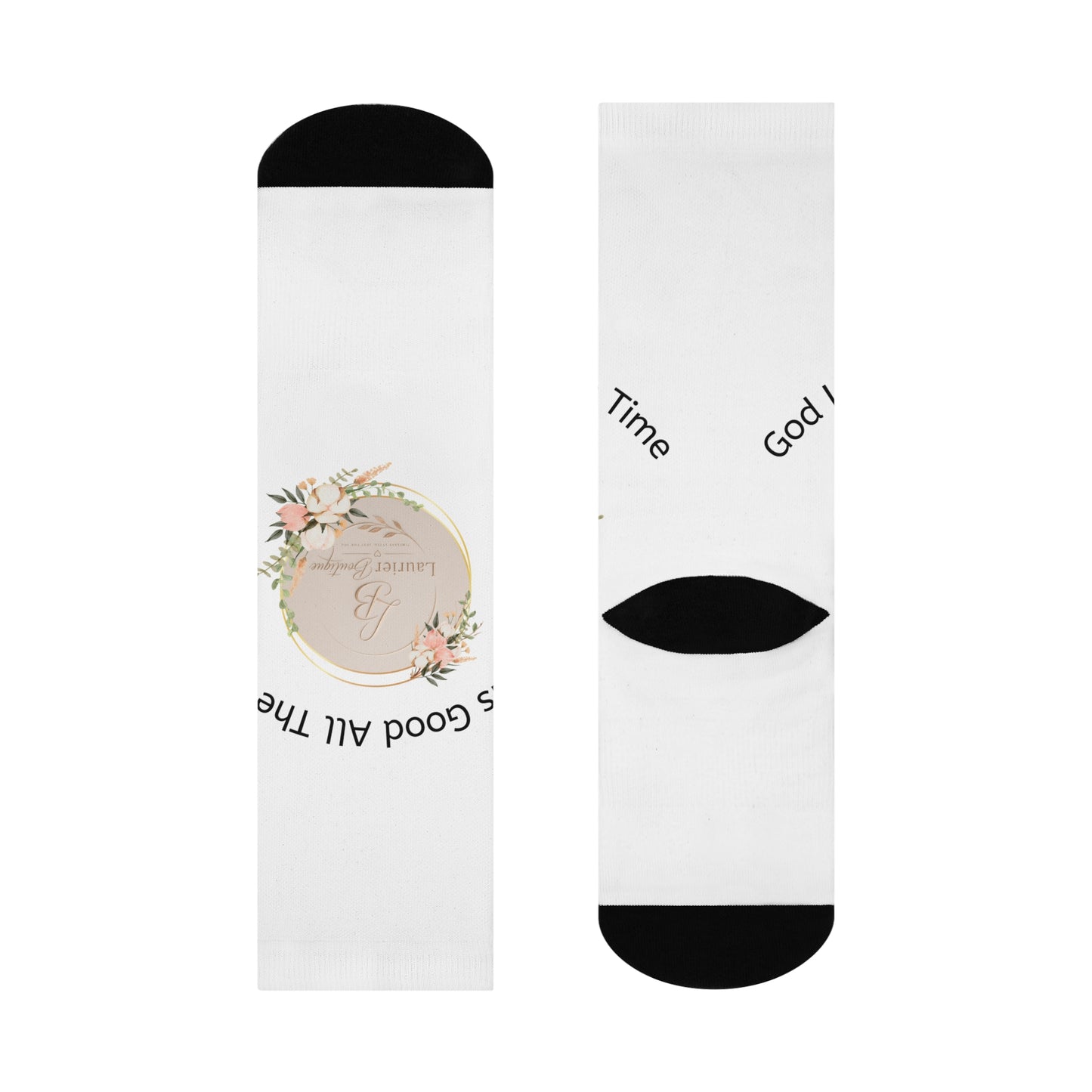 Cushioned Crew Socks — "Good All The Time" Floral Comfort Crew