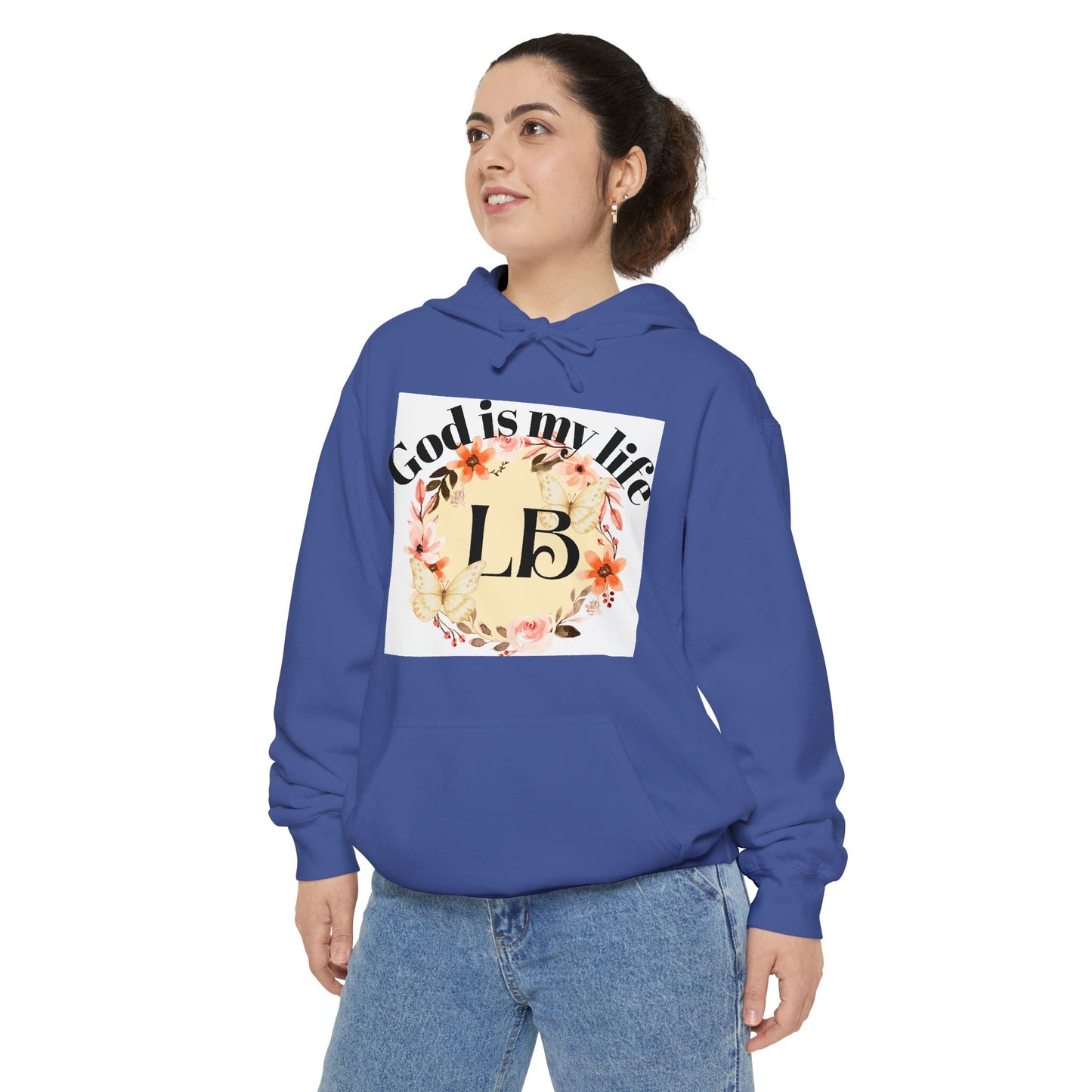 Christian Floral Hoodie — "God is my life" Monogram Sweatshirt