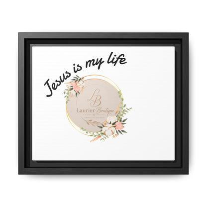 Framed Matte Canvas - "Jesus is My Life" Floral Wall Art