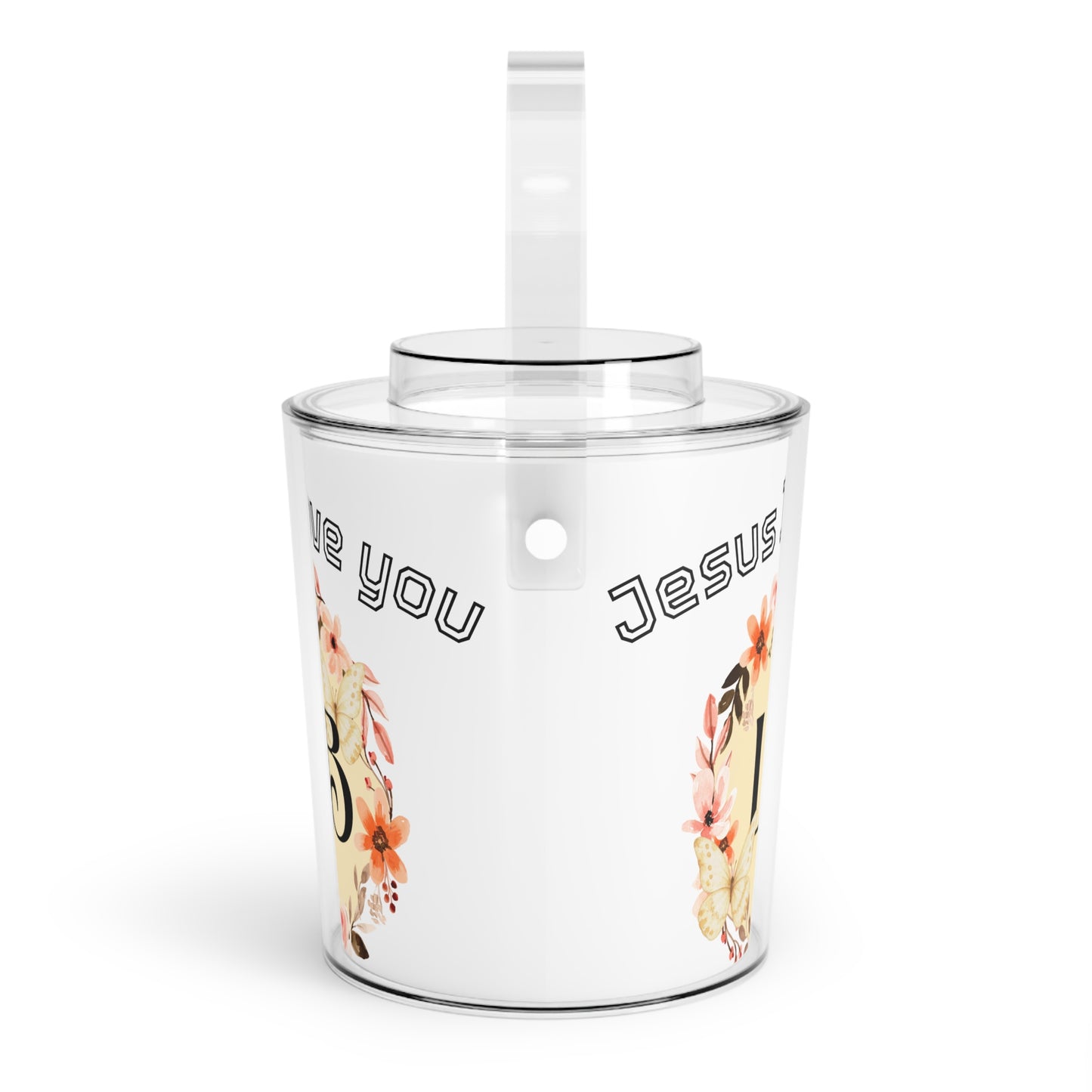 Jesus Love You Floral Monogram Ice Bucket with Tongs