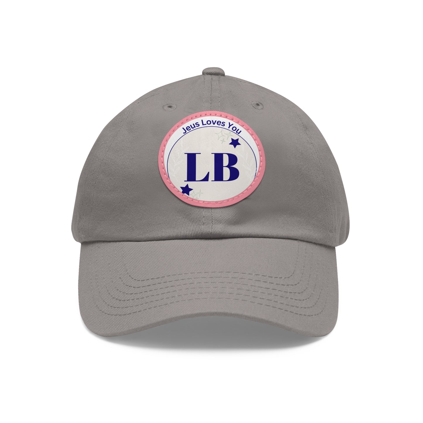 Round Leather Patch Dad Hat — "LB" Logo with "Jesus Loves You" Accent
