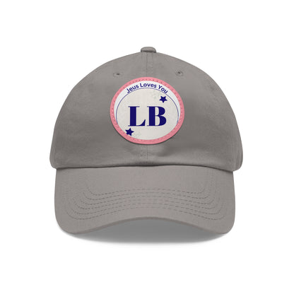 Round Leather Patch Dad Hat — "LB" Logo with "Jesus Loves You" Accent