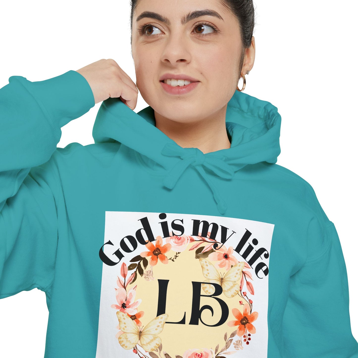 Christian Floral Hoodie — "God is my life" Monogram Sweatshirt