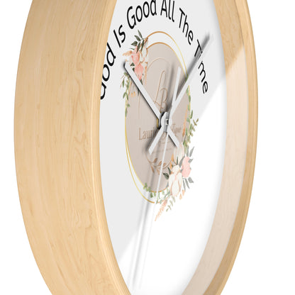 Wall Clock — "God Is Good All The Time" Floral Christian Wall Clock
