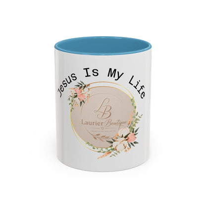 Jesus Is My Life Floral Accent Coffee Mug