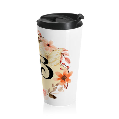 Personalized Floral Travel Mug, Stainless Steel Tumbler