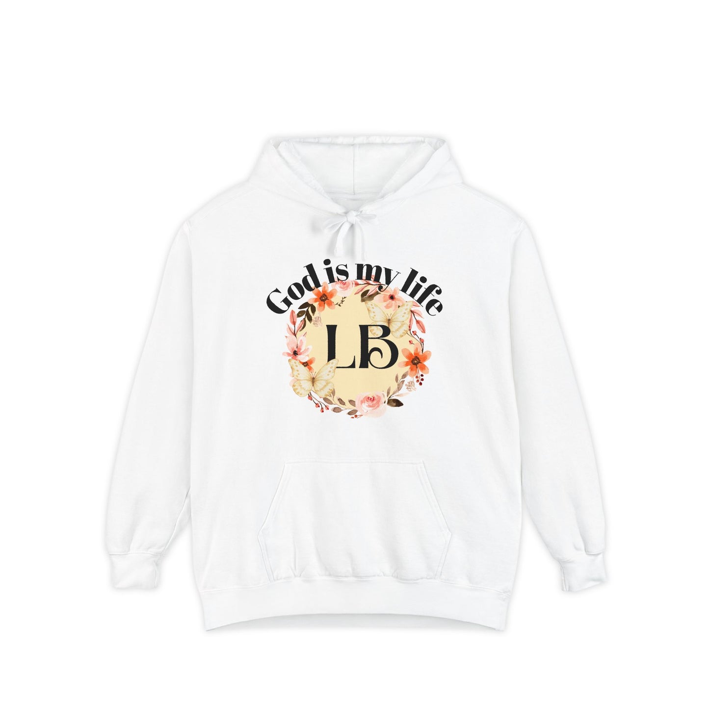 Christian Floral Hoodie — "God is my life" Monogram Sweatshirt