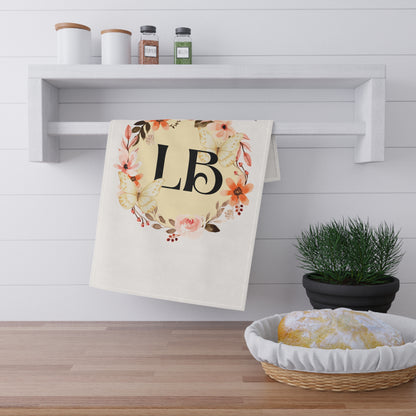 Monogram Floral Tea Towel — "God Love You" Butterfly Kitchen Towel