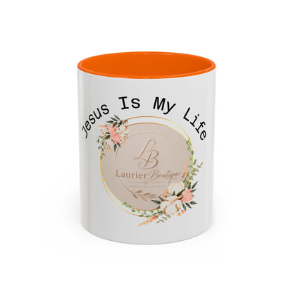 Jesus Is My Life Floral Accent Coffee Mug