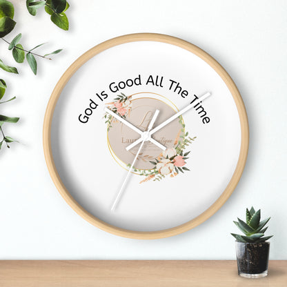 Wall Clock — "God Is Good All The Time" Floral Christian Wall Clock