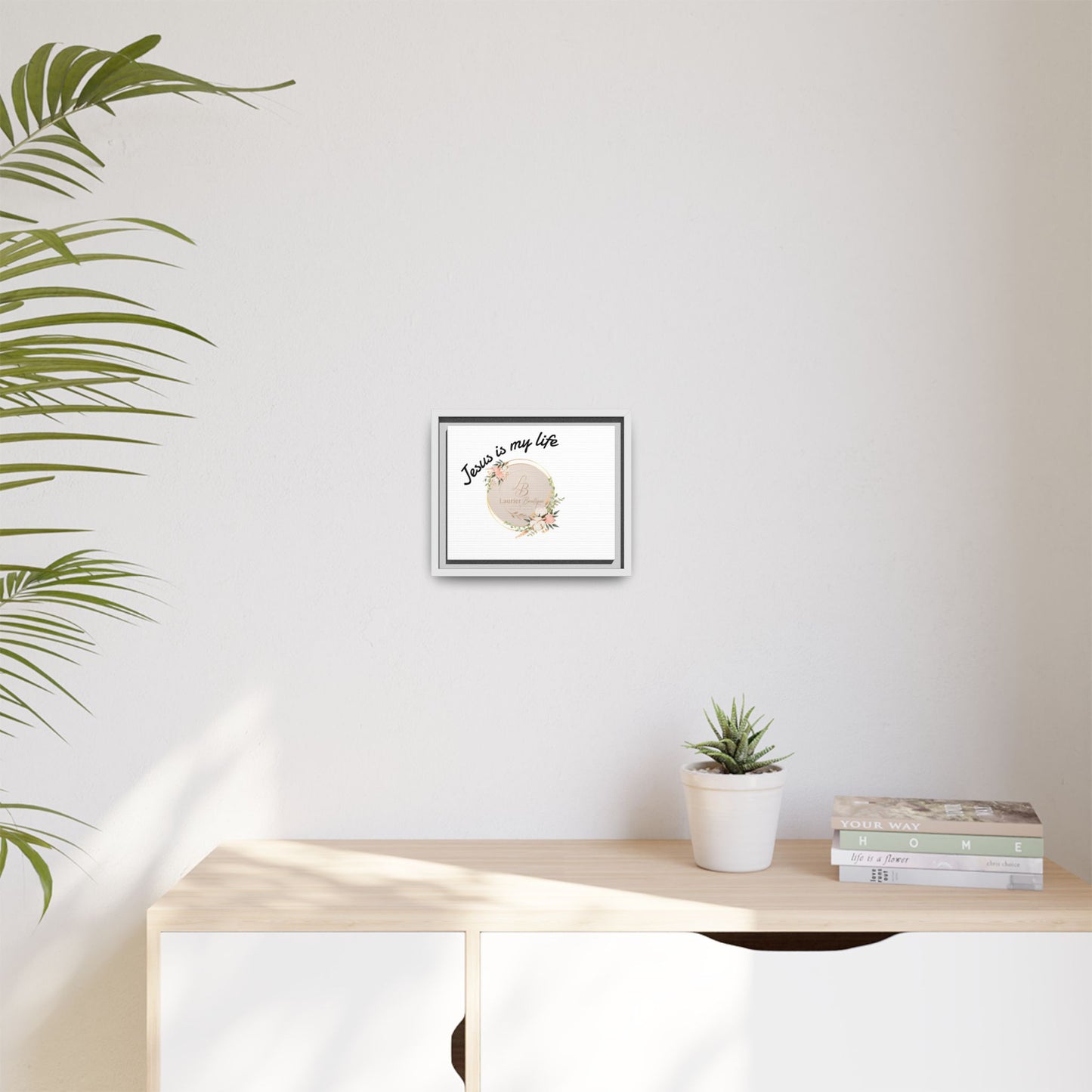 Framed Matte Canvas - "Jesus is My Life" Floral Wall Art