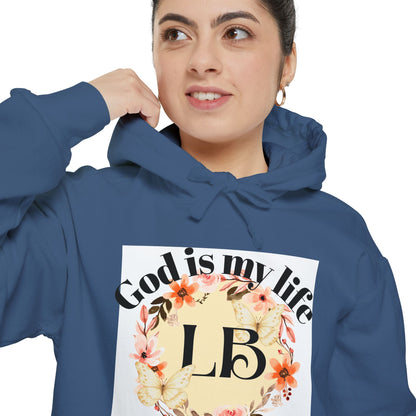 Christian Floral Hoodie — "God is my life" Monogram Sweatshirt