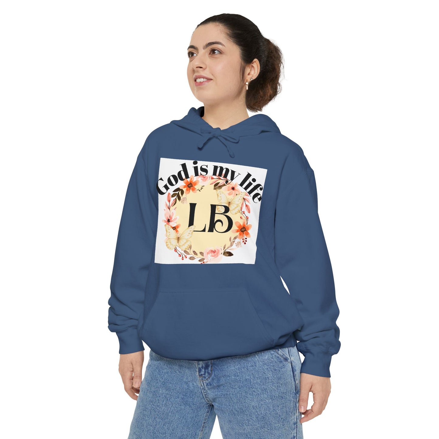 Christian Floral Hoodie — "God is my life" Monogram Sweatshirt