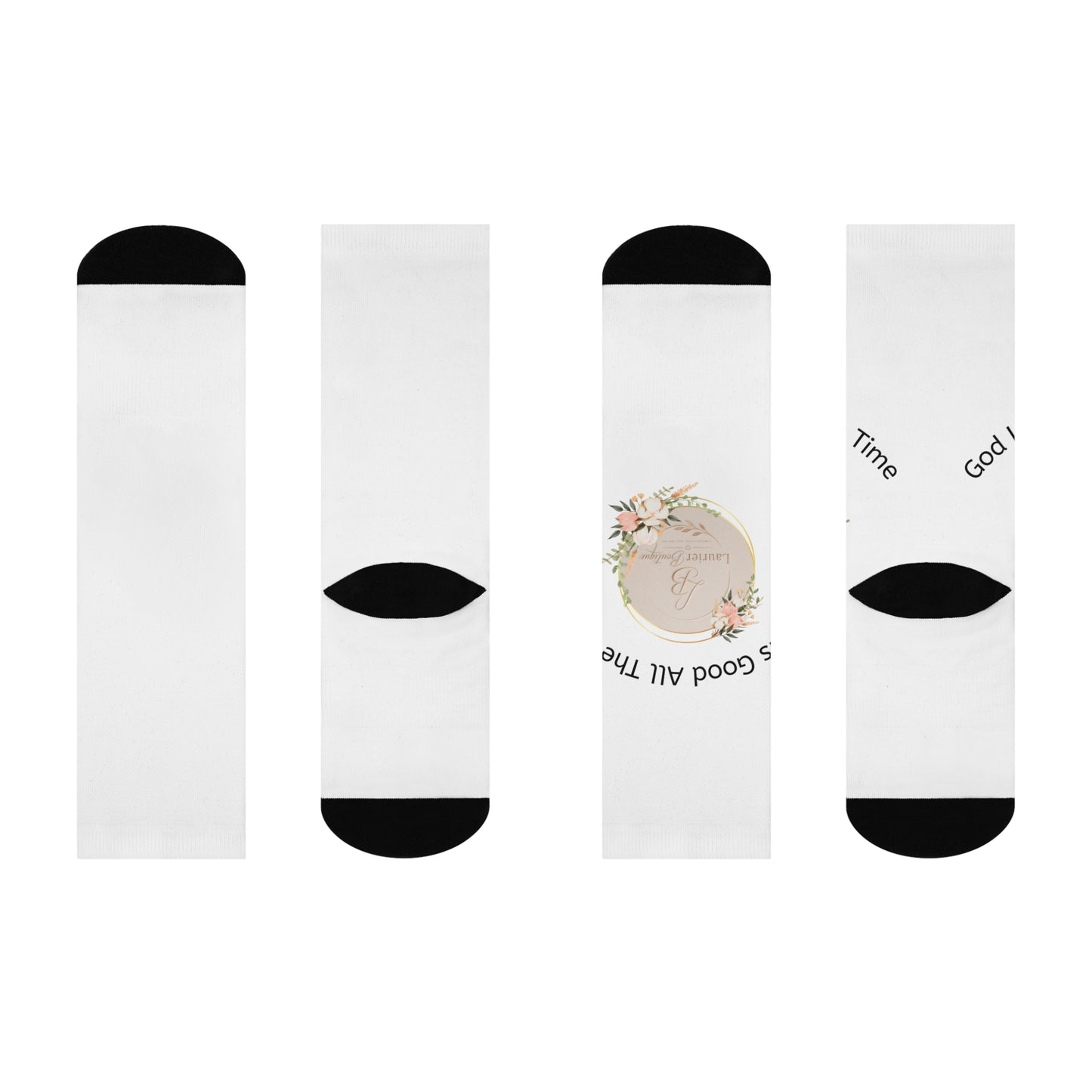 Cushioned Crew Socks — "Good All The Time" Floral Comfort Crew