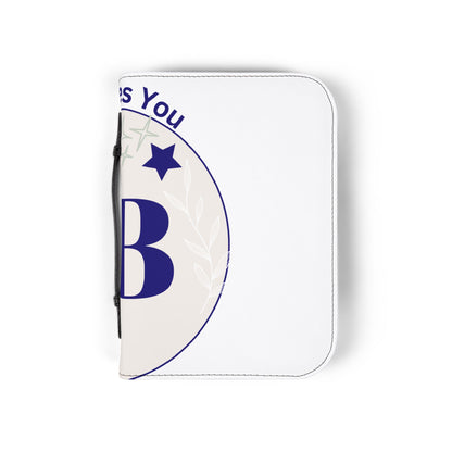 'Jesus Loves You' Bible Cover – Navy & White Monogram
