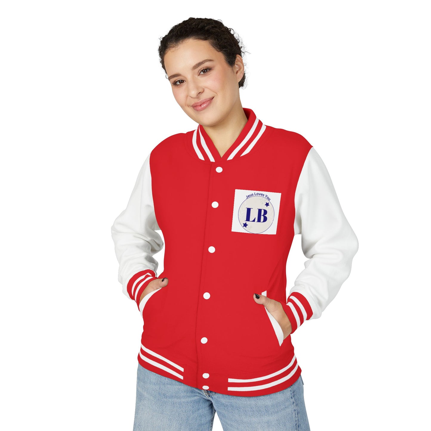 Varsity Letterman Jacket — LB Crest Red & White