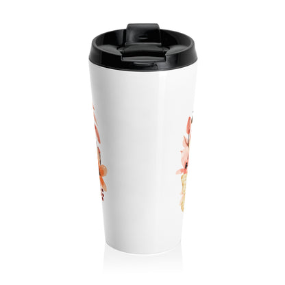 Personalized Floral Travel Mug, Stainless Steel Tumbler