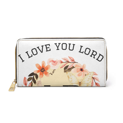 Floral "I Love You Lord" Zipper Wallet
