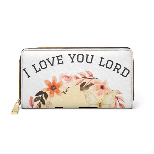 Floral "I Love You Lord" Zipper Wallet
