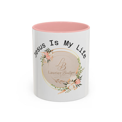 Jesus Is My Life Floral Accent Coffee Mug