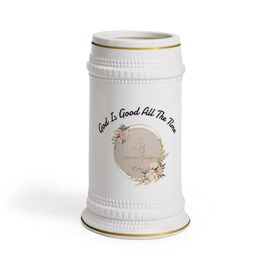 God Is Good All The Time Ceramic Beer Stein Mug — Floral Faith Beer Mug